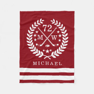 Personalized Hockey Player All Star Deep Red Fleece Blanket