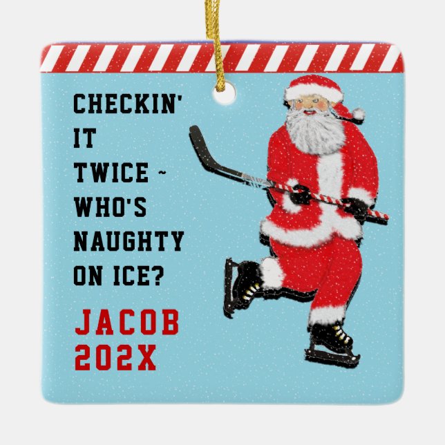 personalized hockey player collectable ceramic ornament (Front)