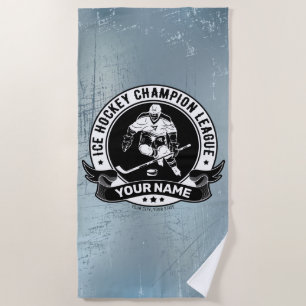 Personalized Hockey Player Ice Rink Team Athlete Beach Towel