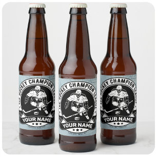Personalized Hockey Player Ice Rink Team Athlete Beer Bottle Label