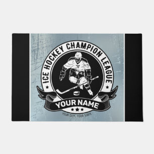 Personalized Hockey Player Ice Rink Team Athlete Doormat