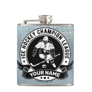 Personalized Hockey Player Ice Rink Team Athlete Hip Flask