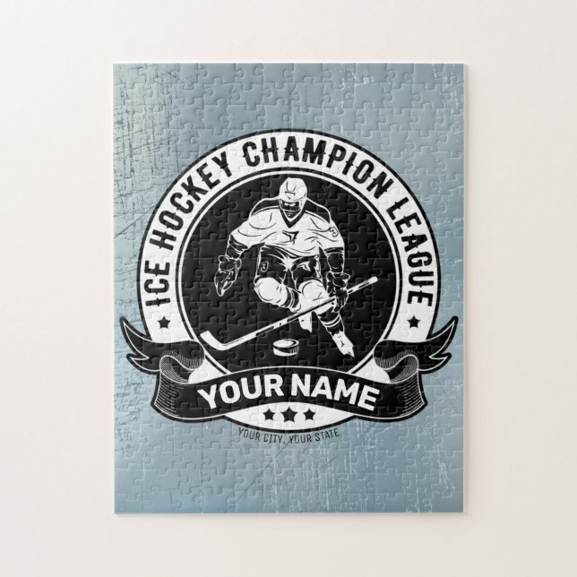Personalized Hockey Player Ice Rink Team Athlete Jigsaw Puzzle (Vertical)