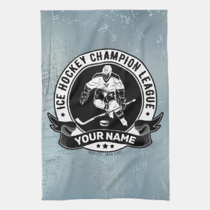 Personalized Hockey Player Ice Rink Team Athlete Kitchen Towel