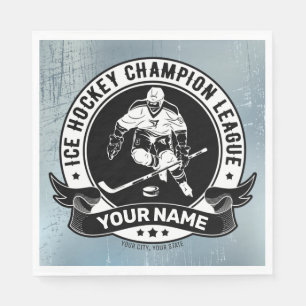 Personalized Hockey Player Ice Rink Team Athlete Napkin