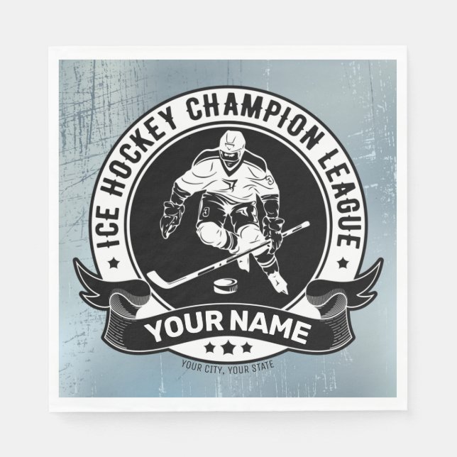 Personalized Hockey Player Ice Rink Team Athlete  Napkin (Front)