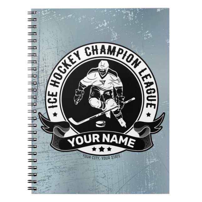 Personalized Hockey Player Ice Rink Team Athlete Notebook (Front)