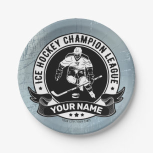 Personalized Hockey Player Ice Rink Team Athlete Paper Plate