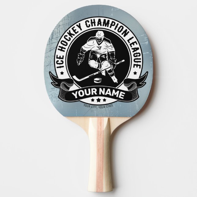 Personalized Hockey Player Ice Rink Team Athlete Ping Pong Paddle (Front)