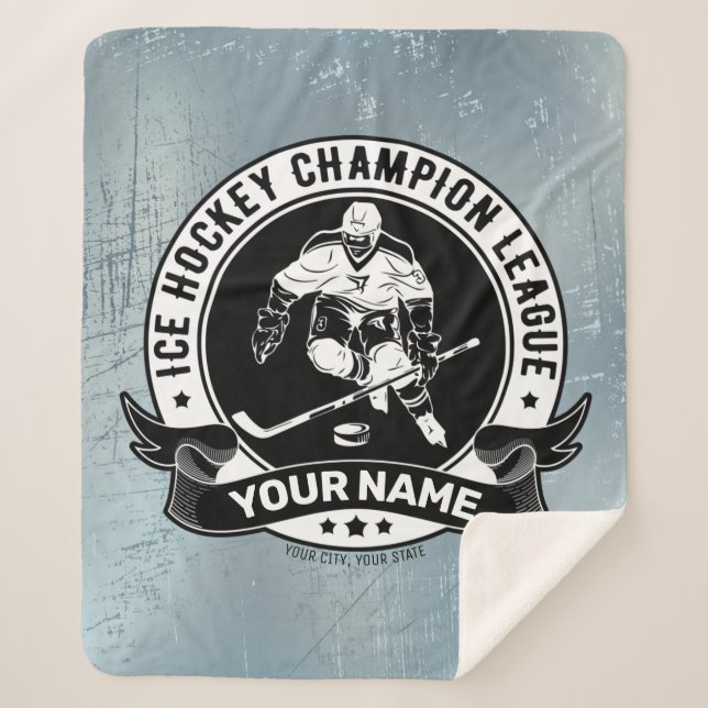 Personalized Hockey Player Ice Rink Team Athlete  Sherpa Blanket (Front)