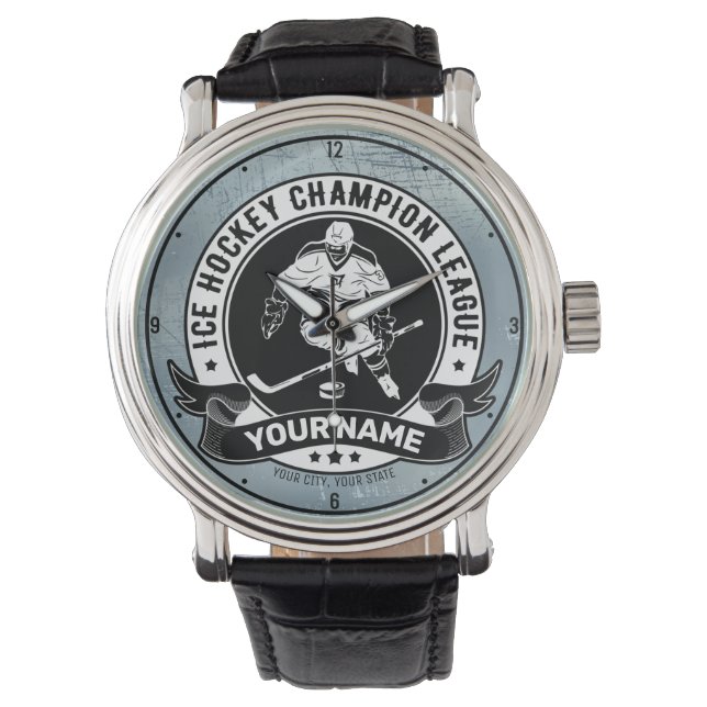Personalized Hockey Player Ice Rink Team Athlete Watch (Front)