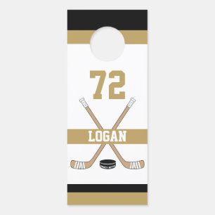 Personalized Hockey Player Name Number Golden Room Door Hanger