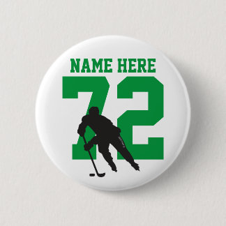 Personalized Hockey Player Name Number green flair 2 Inch Round Button