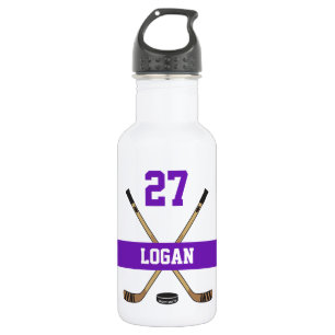 Personalized Hockey Player Name Number Purple 532 Ml Water Bottle