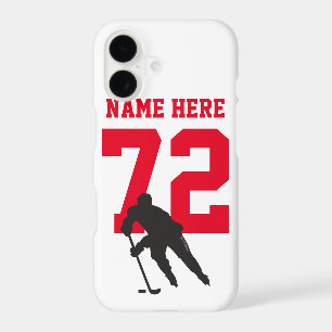 Personalized Hockey Player Name Number red black