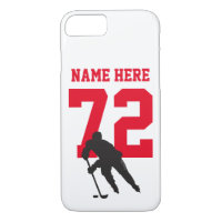 Personalized Hockey Player Name Number red black