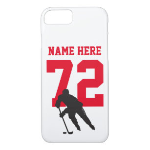 Personalized Hockey Player Name Number red black Case-Mate iPhone Case