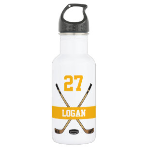 Personalized Hockey Player Name Number Yellow Gold 532 Ml Water Bottle