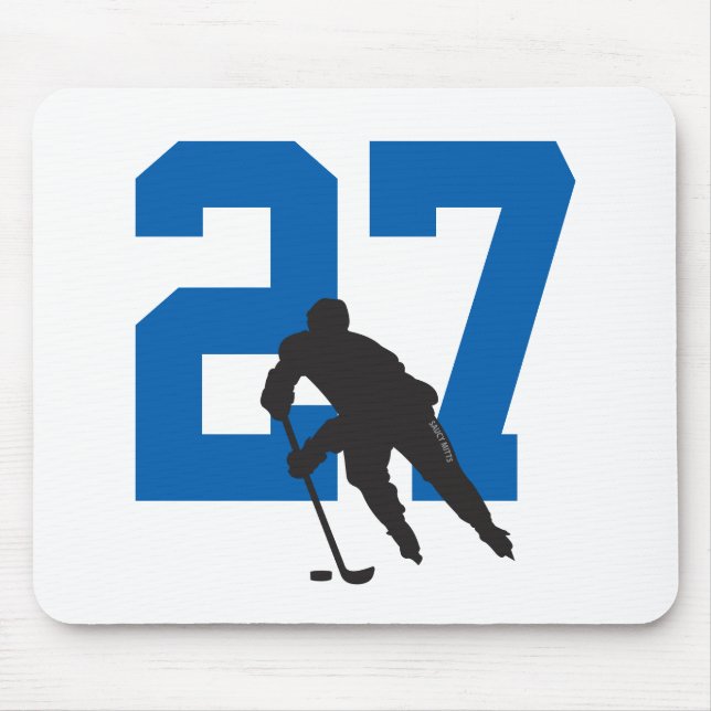 Personalized Hockey Player Number Blue Mouse Pad (Front)