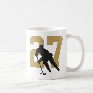 Personalized Hockey Player Number Golden Coffee Mug