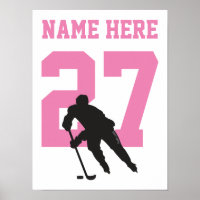 Personalized Hockey Player Number Pink Girls