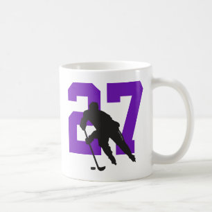 Personalized Hockey Player Number Purple Coffee Mug