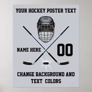 Personalized Hockey Posters, Your Text and Colours Poster