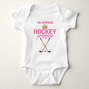 Personalized Hockey Princess Baby Girl Name Pink Bodysuit