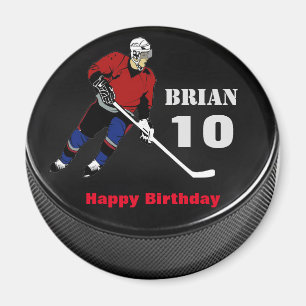 Personalized Hockey Puck Birthday Magnet