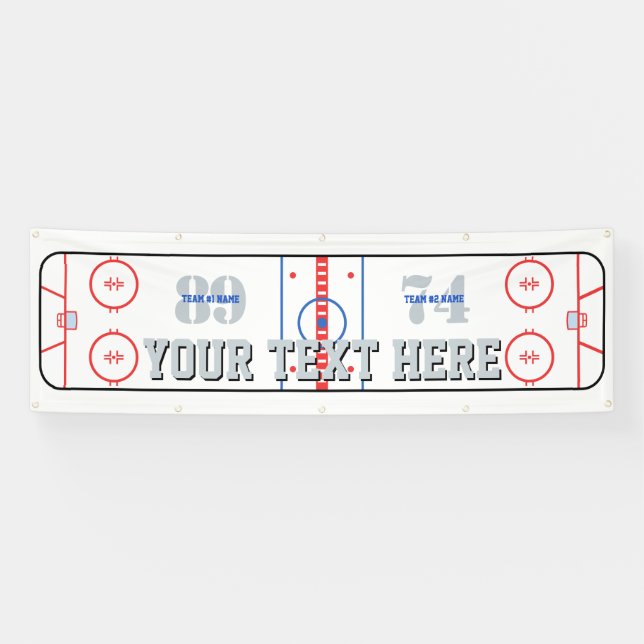 Personalized Hockey Rink Diagram Design on a Banner (Horizontal)