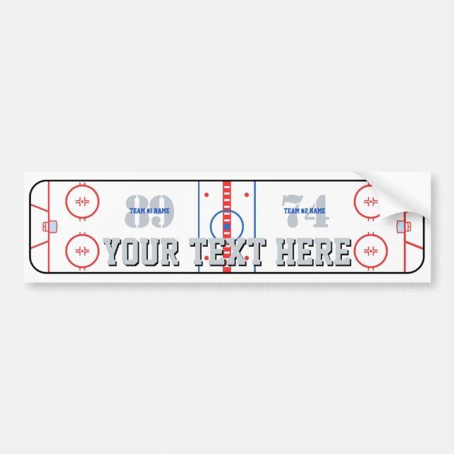 Personalized Hockey Rink Diagram Design on a Bumper Sticker (Front)