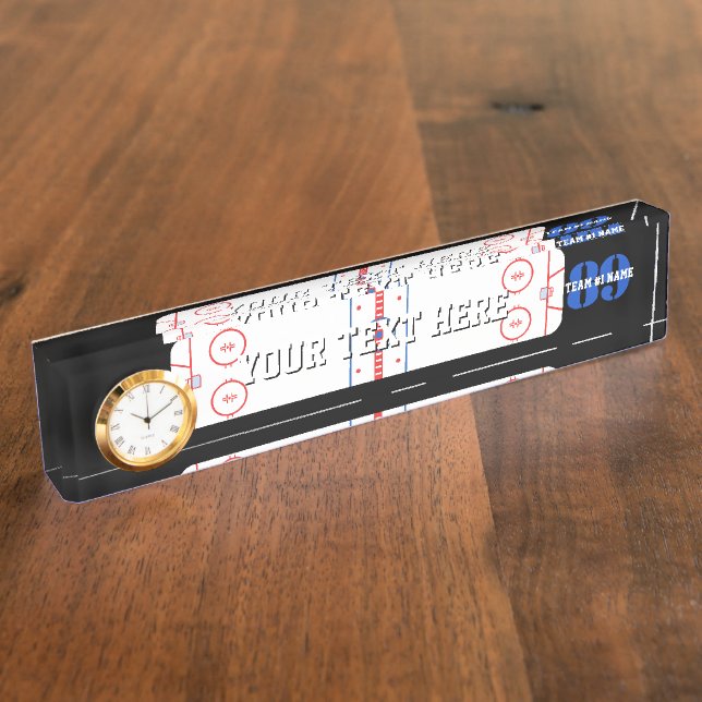 Personalized Hockey Rink Diagram Design on a Nameplate (Side)