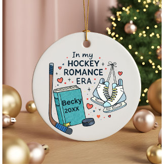 Personalized Hockey Romance Era Book Lover gift Ceramic Ornament