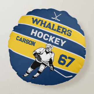 Personalized Hockey Round Pillow
