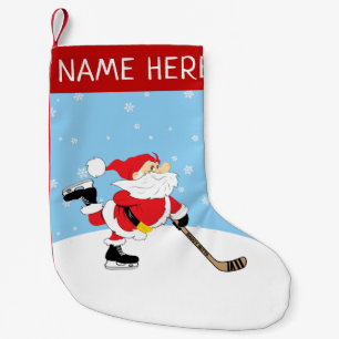 Personalized Hockey Santa Small Christmas Stocking