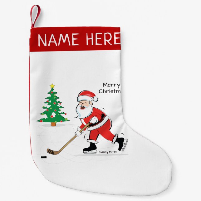 Personalized Hockey Santa Stocking (Front)