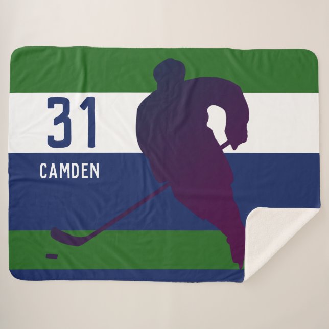 Personalized Hockey Sherpa Blanket (Front (Horizontal))