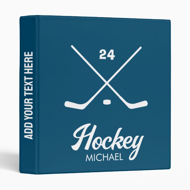 Personalized Hockey Sticks Player Name Blue  Binder (Front/Spine)