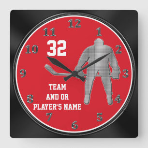 Personalized Hockey Team Gifts YOUR TEXT, COLORS Square Wall Clock
