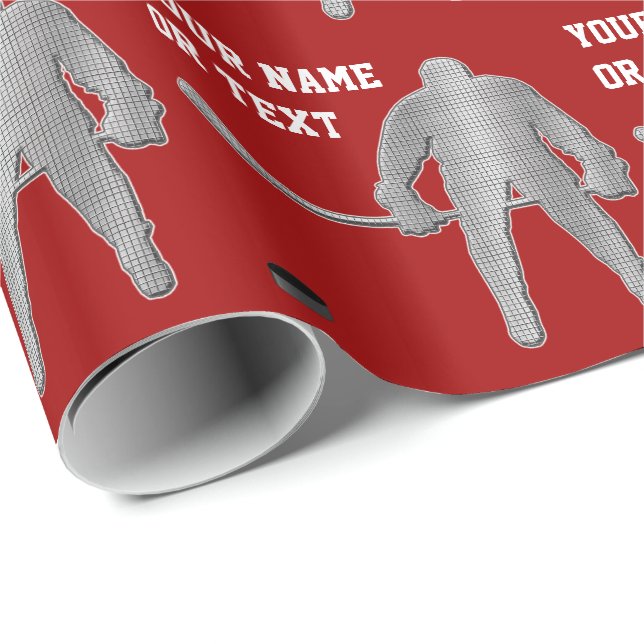 Personalized Hockey Wrapping Paper, COLORS, TEXT Paper (Roll Corner)
