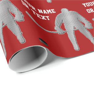 Personalized Hockey Wrapping Paper, COLORS, TEXT Wrapping Paper