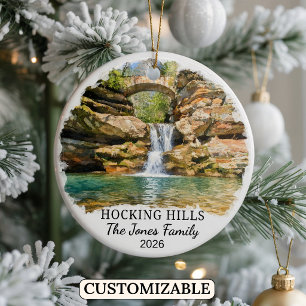 Personalized Hocking Hills State Park, Custom Ohio Ceramic Ornament
