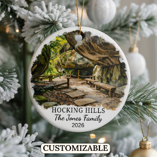 Personalized Hocking Hills State Park, Custom Ohio Ceramic Ornament