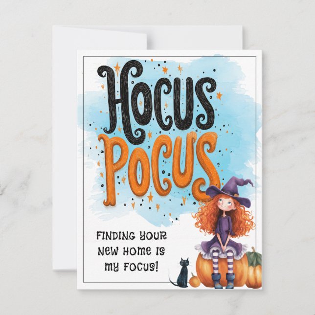 Personalized Hocus Pocus Real Estate Halloween Holiday Card (Front)
