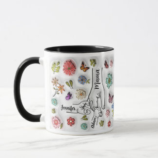 Personalized Holding Mom‘s Hand - 2 Children Mug