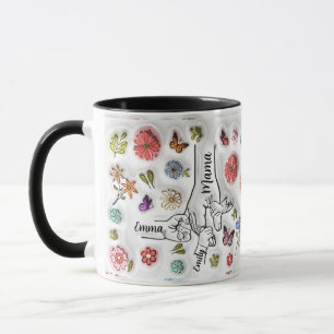 Personalized Holding Mom‘s Hand - 3 Children Mug