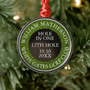 Personalized Hole in One Award Metal Ornament