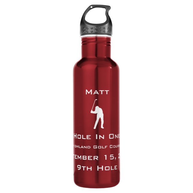 Personalized Hole In One Dated with Location 710 Ml Water Bottle (Front)