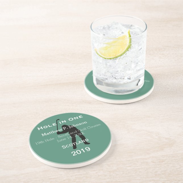 Personalized Hole In One Man Cave GOLFER'S Lodge Coaster (Side)