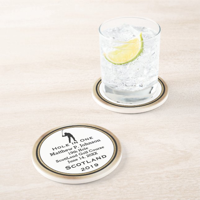 Personalized Hole In One Man Cave Lodge Coasters (Side)